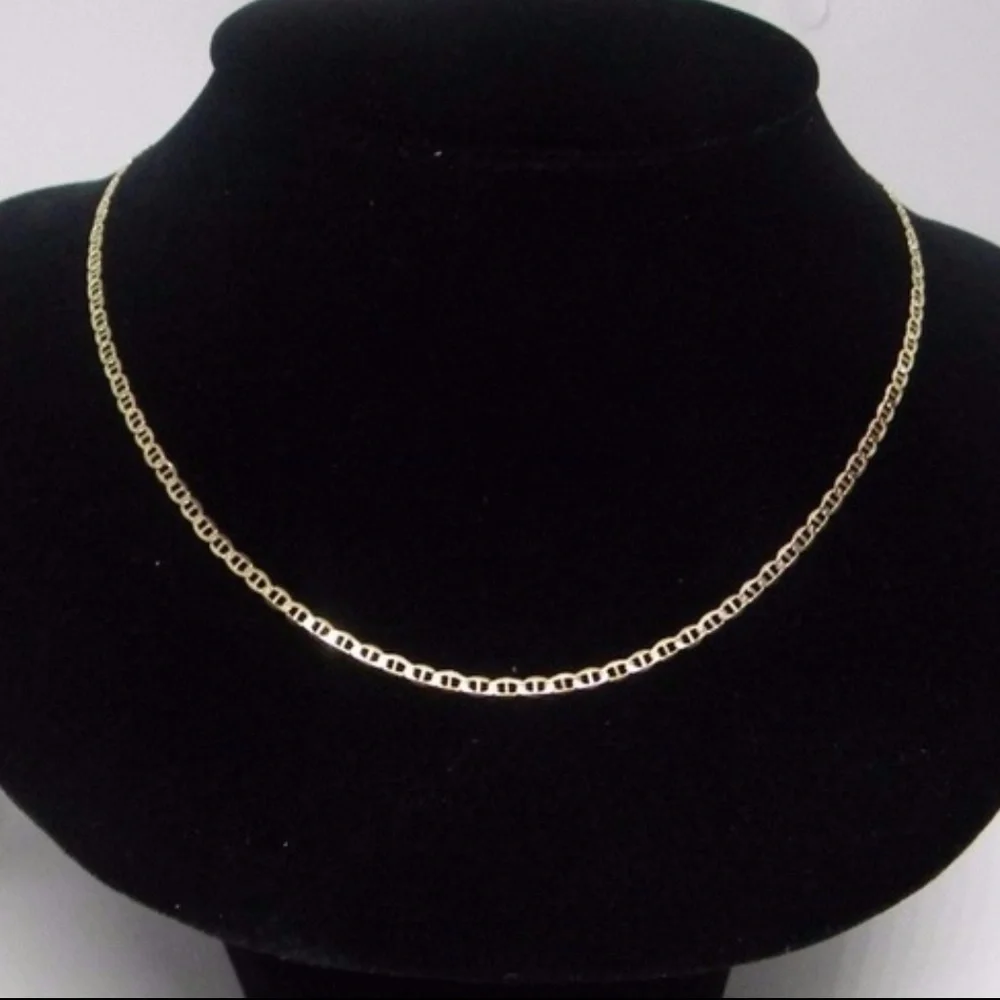 New 14K Yellow gold  3.5mm Hollow Mariner Bevel Chain 22